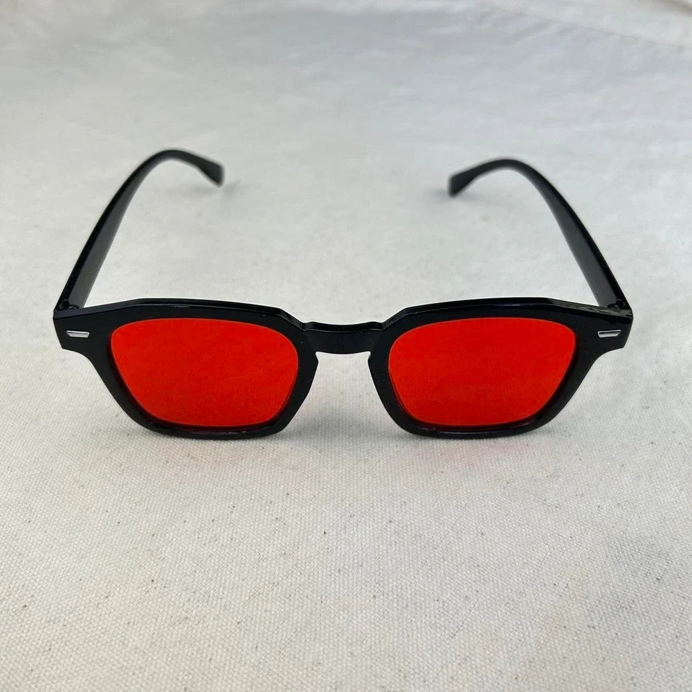 Vintage unique retro style black rounded square sunglasses cyber grunge techno
